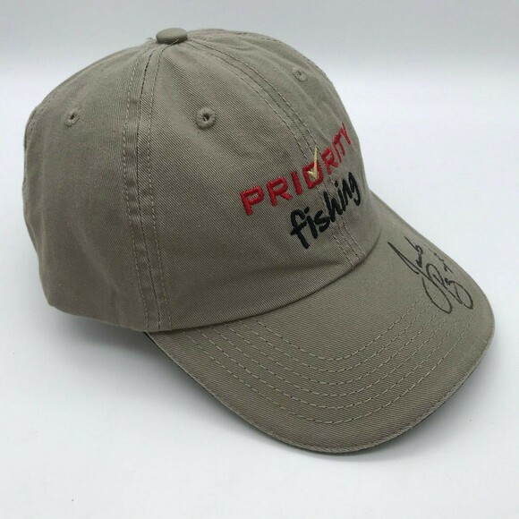 Priority Fishing Tournament Khaki Strapback Logo Cap Signed by Jacob Powroznik - Picture 5 of 10